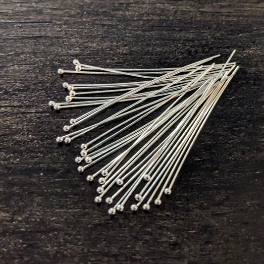 Sterling Silver Ball Headpins, 28 gauge - sold in sets of 10