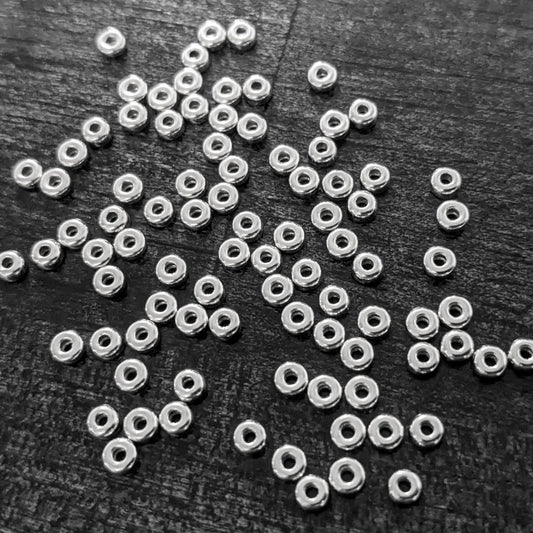 Roundel Donut Spacer Beads, 3mm or 4mm diameter - sold in sets of 10