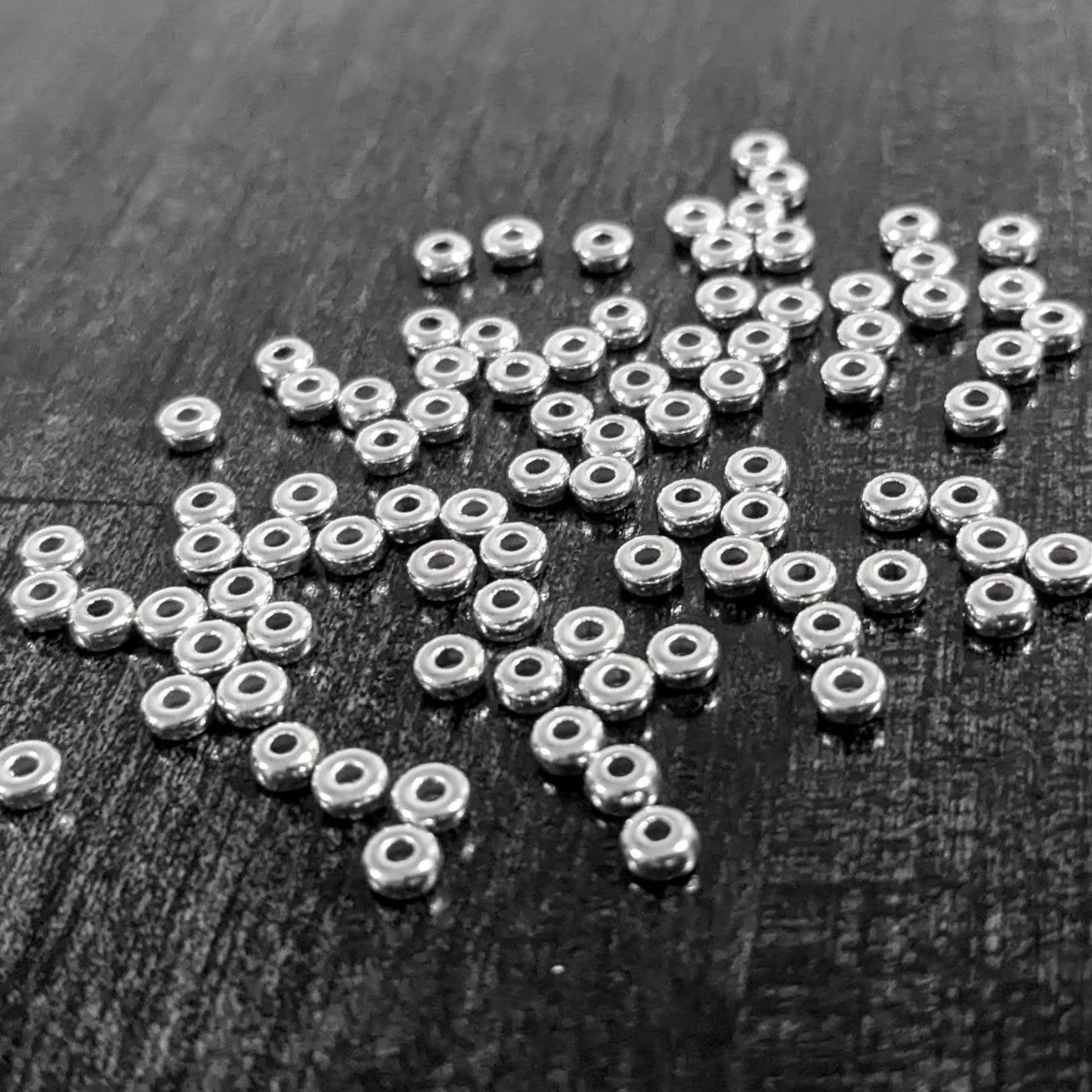 Roundel Donut Spacer Beads, 3mm or 4mm diameter - sold in sets of 10