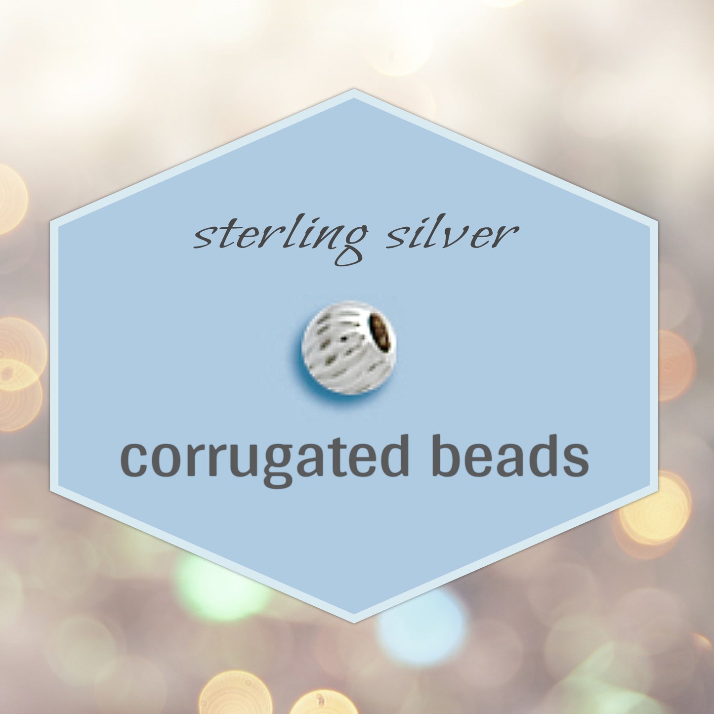 3mm Round Corrugated Beads in sterling silver (0.9mm hole) - sold in sets of 10