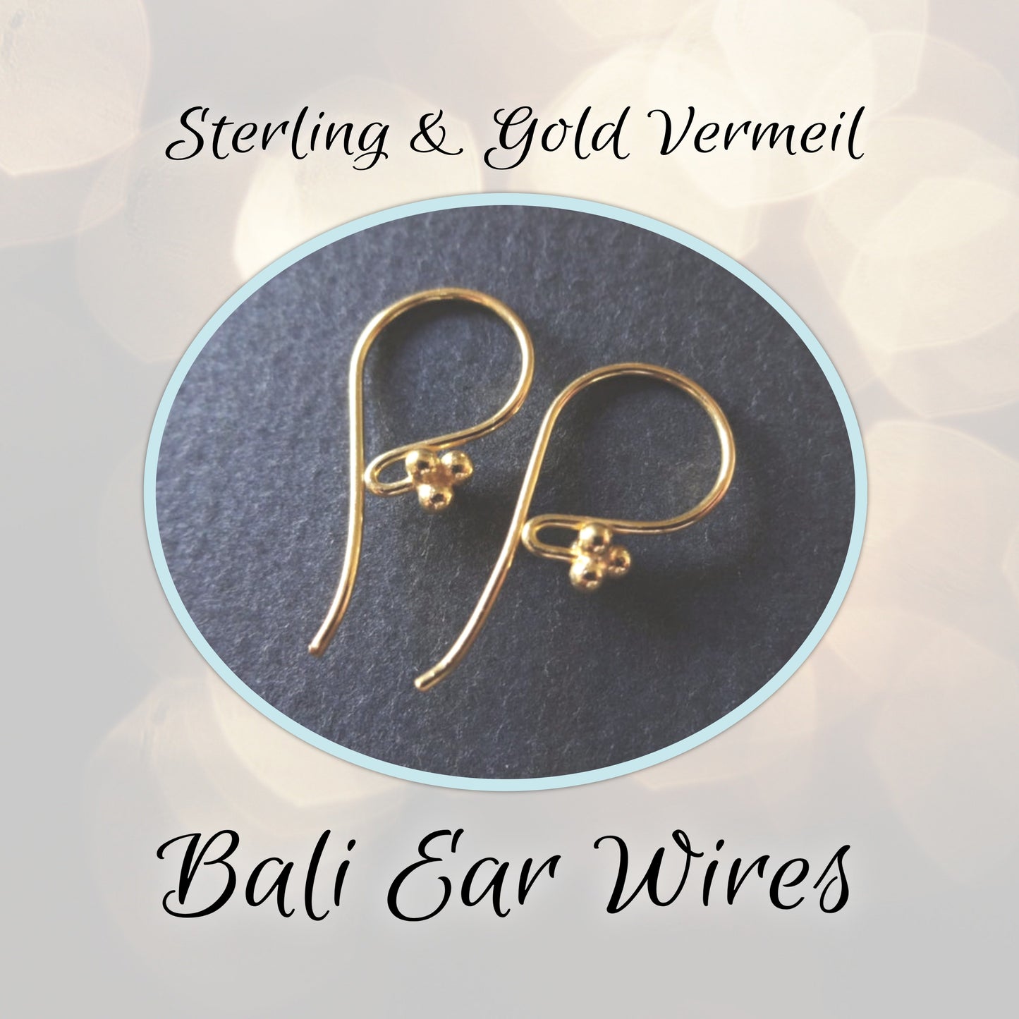 Bali 4-ball Ear Wires, 25mm long, 21 gauge - sold by the pair