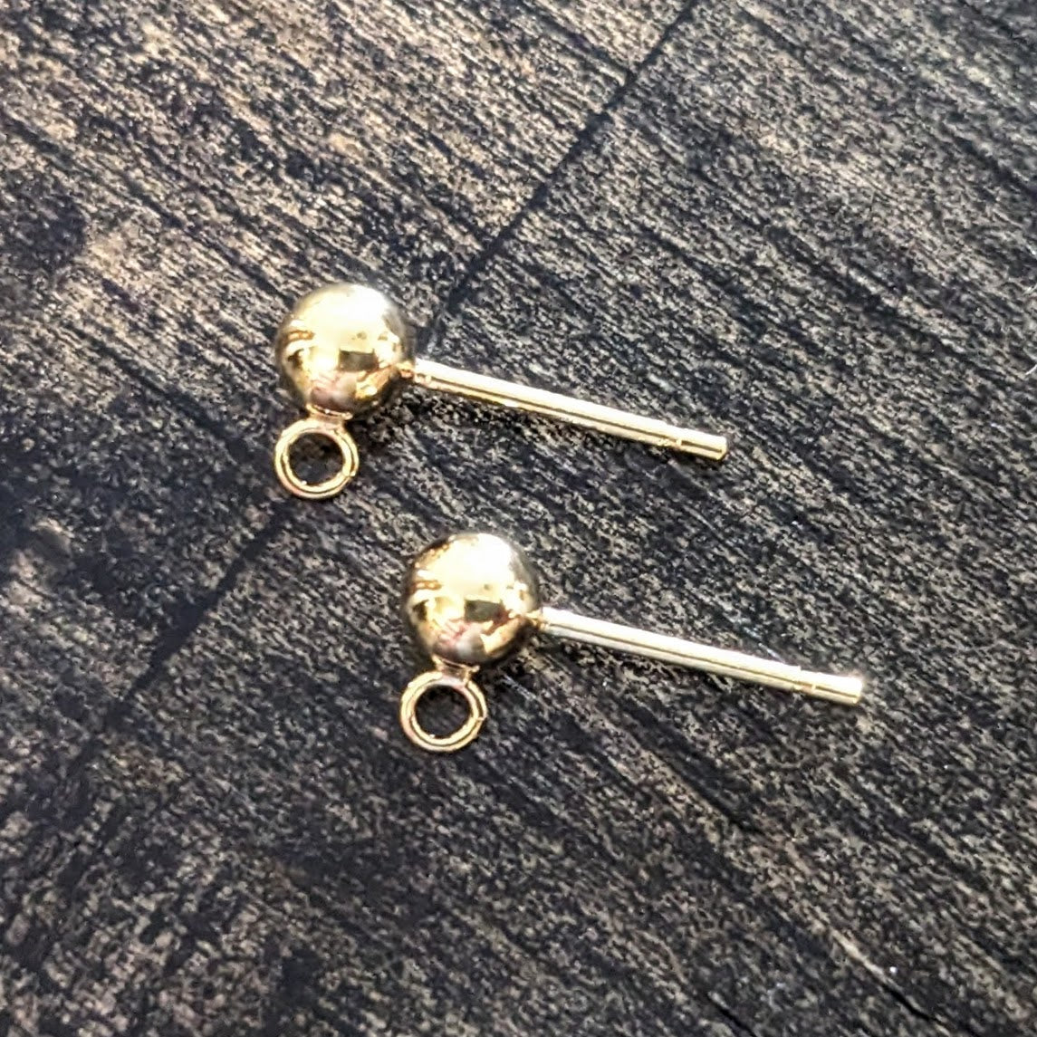 4mm Ball Post Earrings, backings included, open loop - sold by the pair