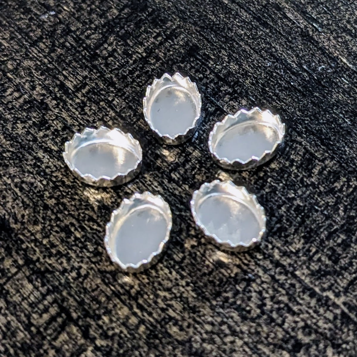 OVAL SERRATED Bezel Cups in Sterling Silver, cabochon settings - sold individually