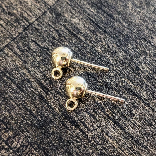 REDUCED 5mm Ball Post Earrings, backings included, open loop - sold by the pair