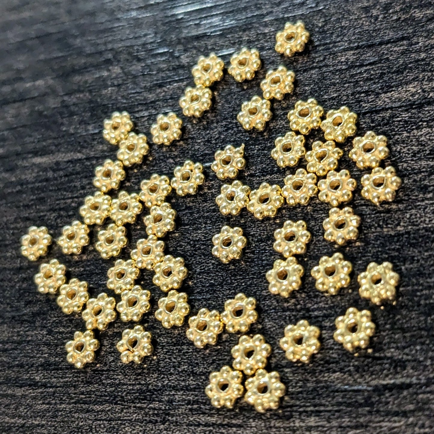 Bali-style Daisy Spacer Beads, 4mm diameter - sold in sets of 10