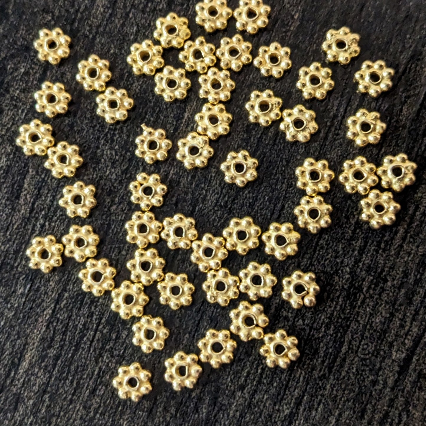 Bali-style Daisy Spacer Beads, 4mm diameter - sold in sets of 10