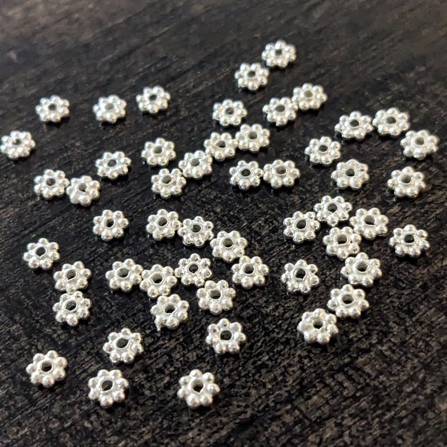 Bali-style Daisy Spacer Beads, 4mm diameter - sold in sets of 10