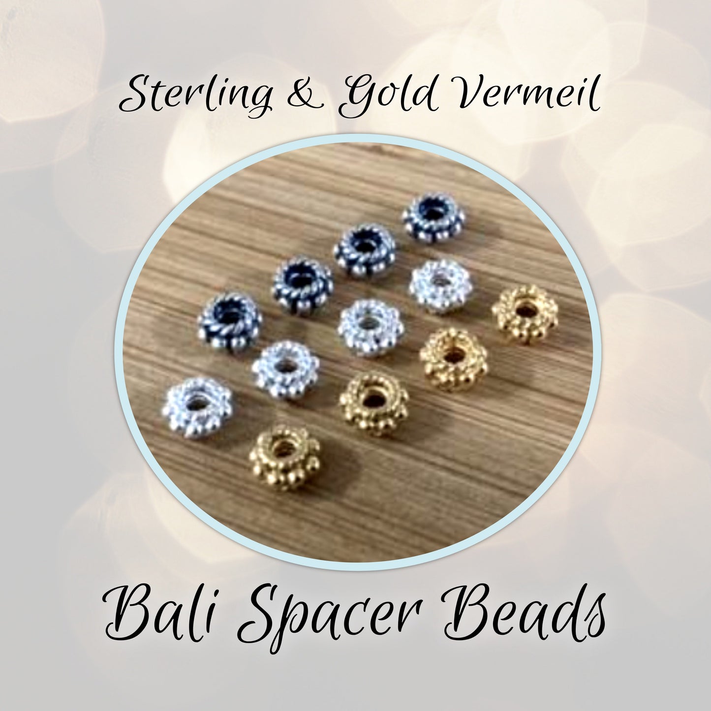 Bali Rondelle Spacer Beads 2.7mm x 5.3mm (1.5mm hole) - sold by the pair