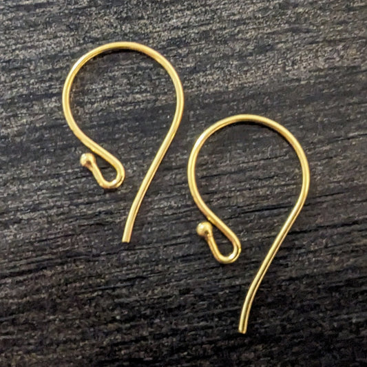 Bali Ball Ear Wires Sterling Silver or Gold Vermeil, 19.5mm x 11.5mm, 21 gauge - sold by the pair