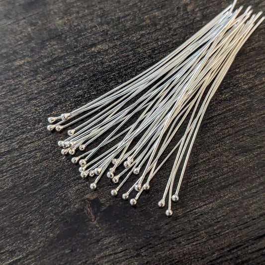 Bali Ball Headpins, 24 gauge, 50mm long (2 inches), 1.5mm ball ends - sold in sets of 10