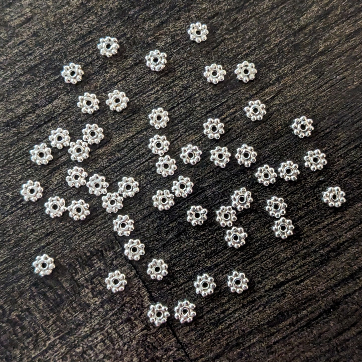 Bali Daisy Spacer Beads, 3.5mm diameter - sold in sets of 10