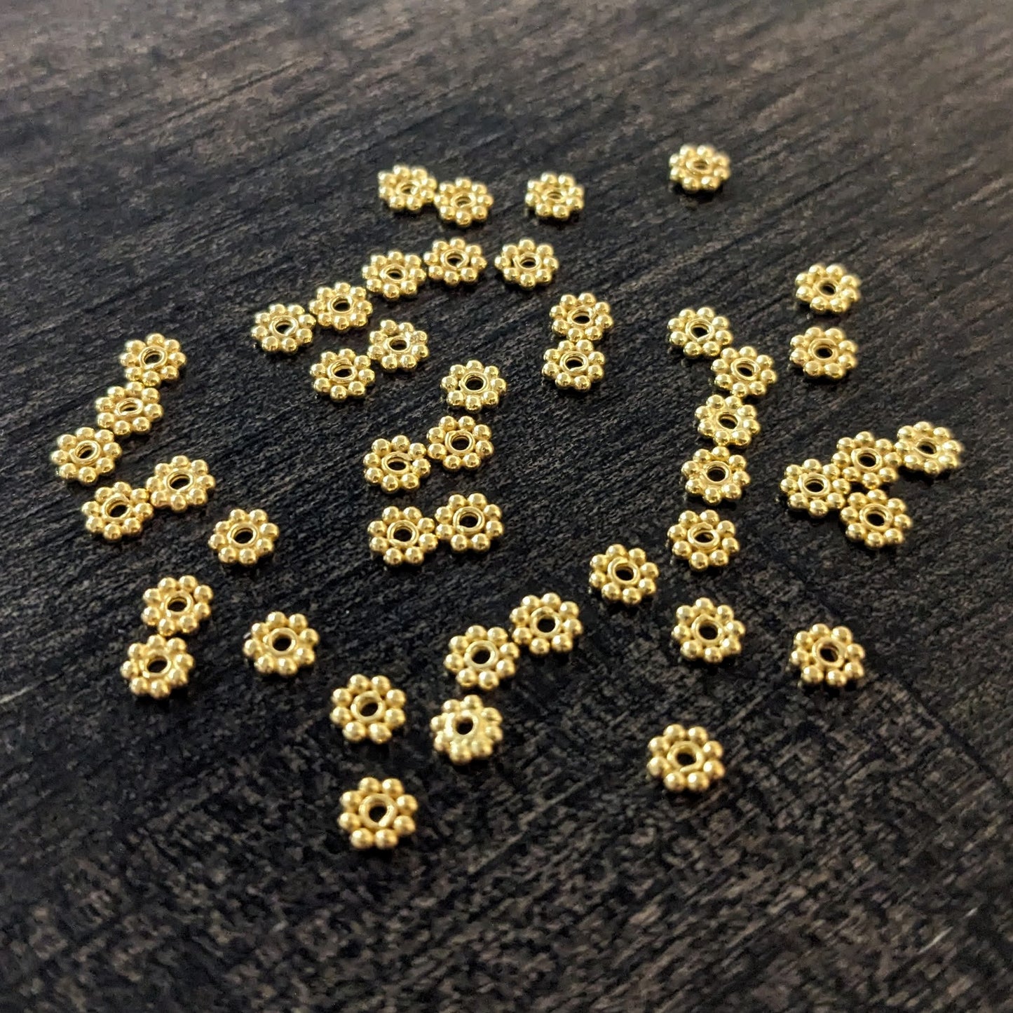 Bali Daisy Spacer Beads, 3.5mm diameter - sold in sets of 10