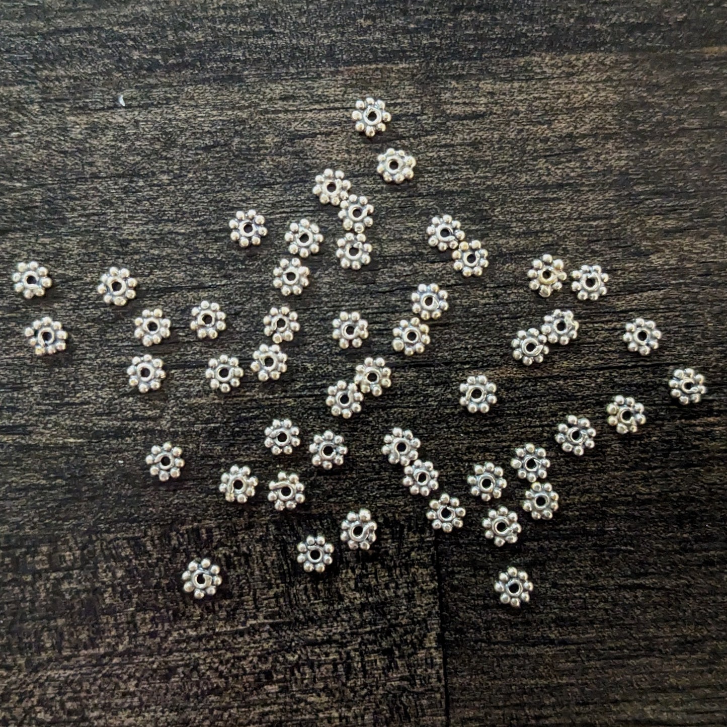 Bali Daisy Spacer Beads, 3.5mm diameter - sold in sets of 10