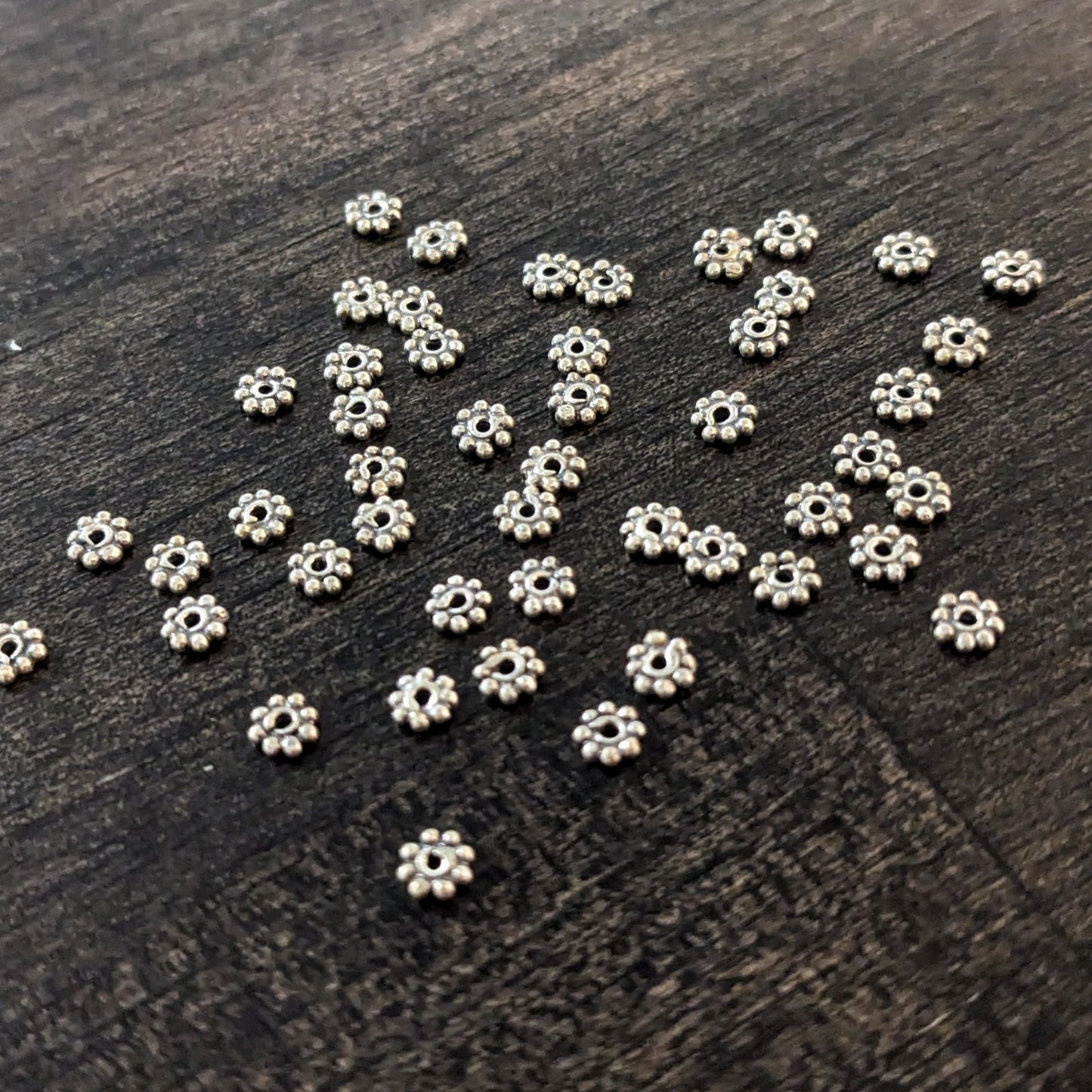 Bali Daisy Spacer Beads, 3.5mm diameter - sold in sets of 10