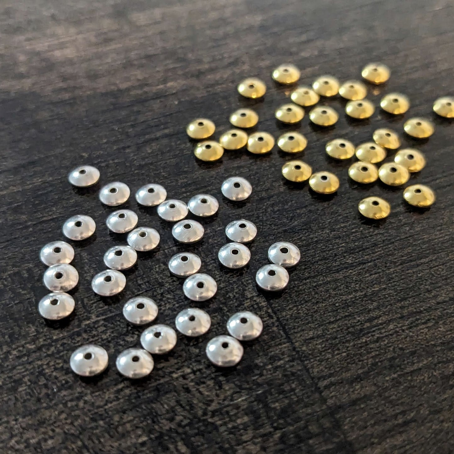 Bali Saucer Spacer Beads, 3.7mm diameter, 1.5mm thick, 0.8mm hole - sold in sets of 10