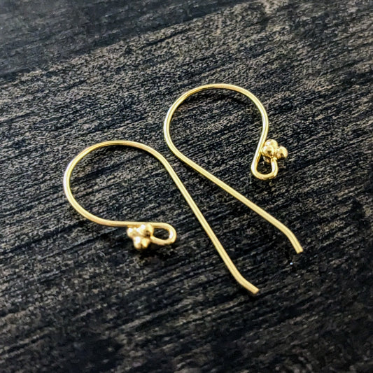 Bali 4-ball Ear Wires, 25mm long, 21 gauge - sold by the pair