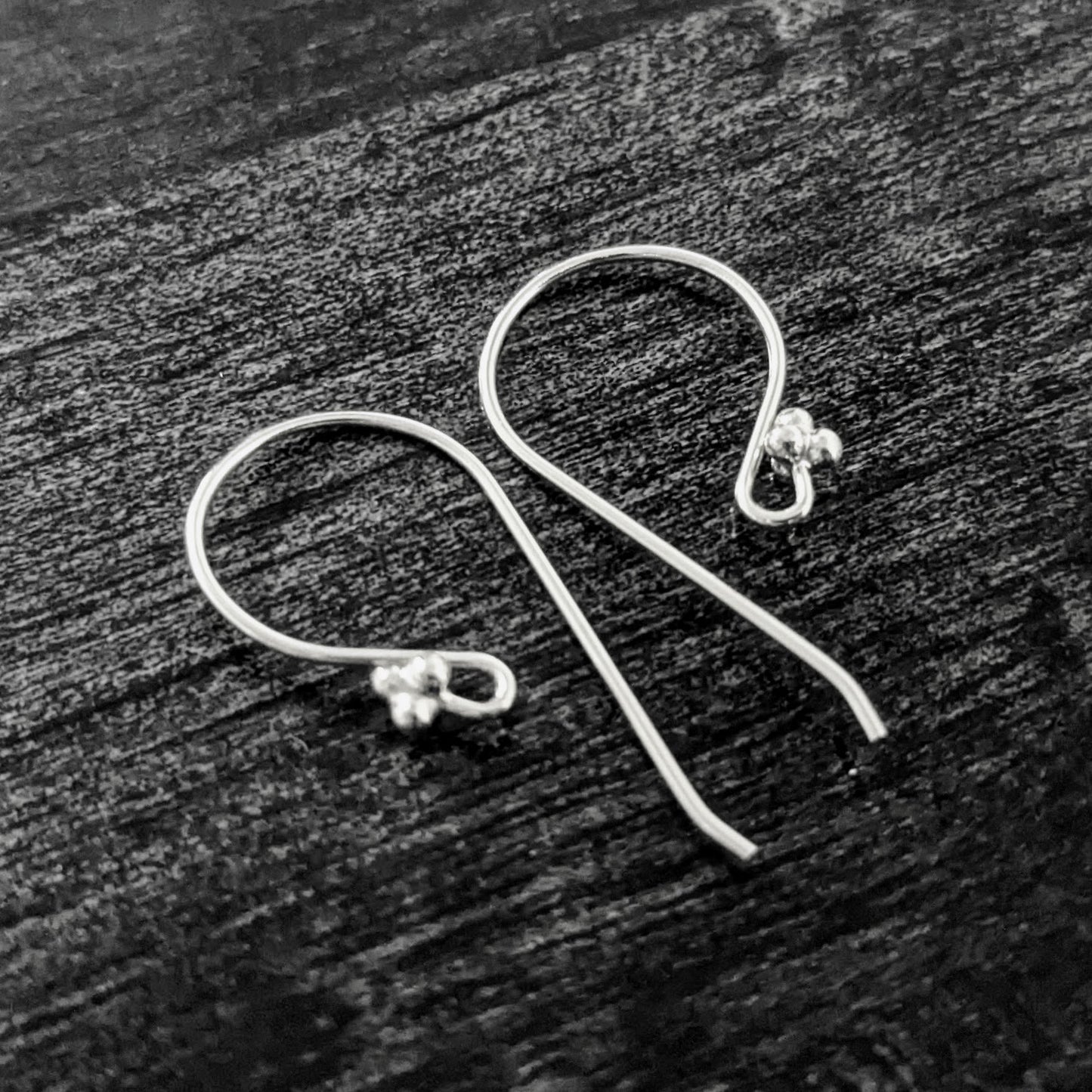 Bali 4-ball Ear Wires, 25mm long, 21 gauge - sold by the pair