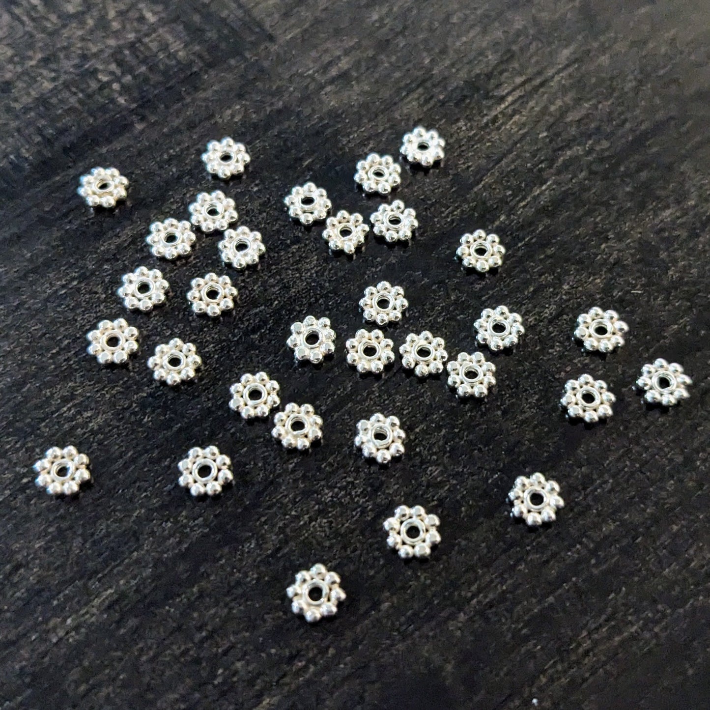 Bali Daisy Spacer Beads, 4mm diameter - sold in sets of 10