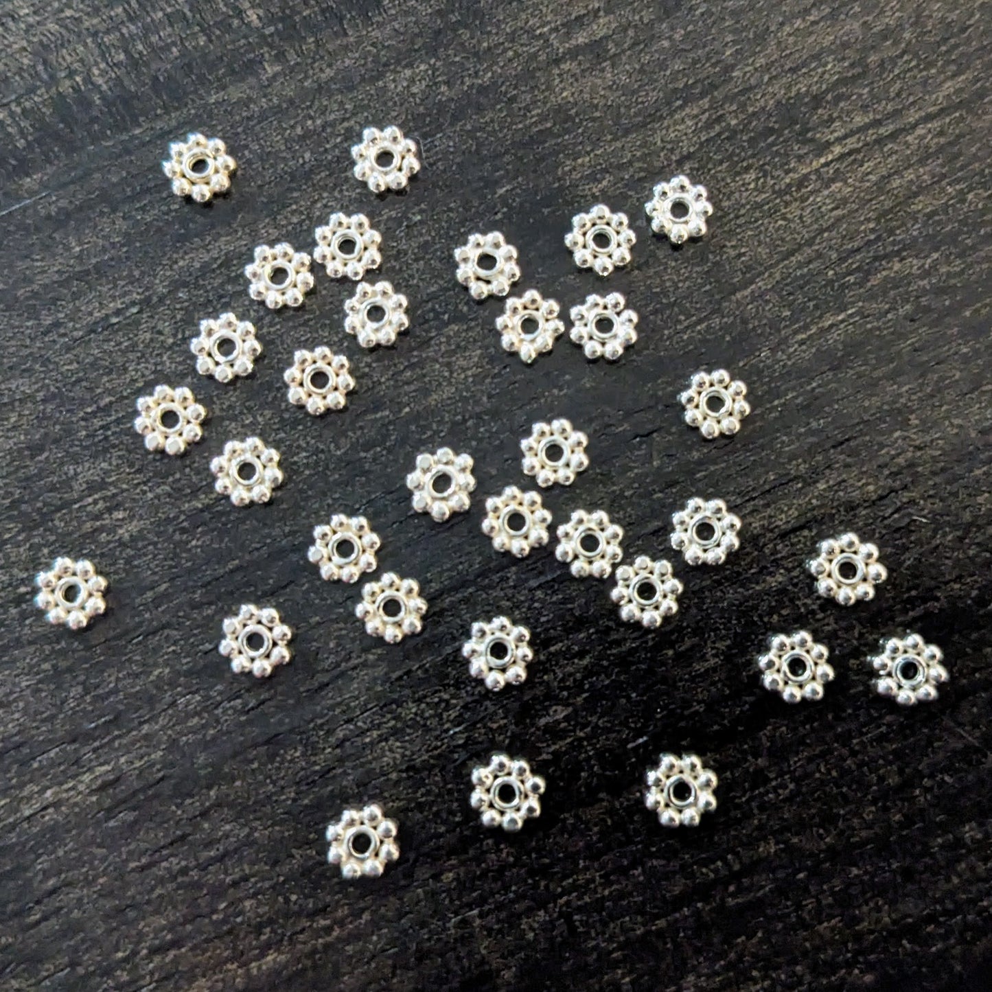 Bali Daisy Spacer Beads, 4mm diameter - sold in sets of 10