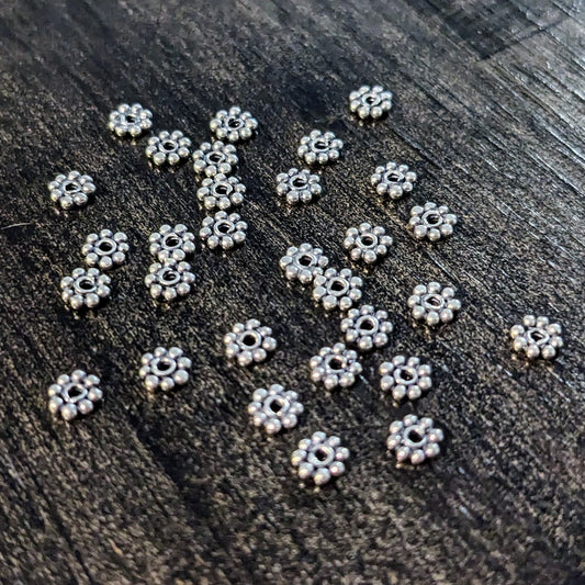 Bali Daisy Spacer Beads, 4mm diameter - sold in sets of 10