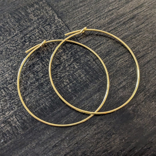 Bali Round Hoop Earrings, 35mm diameter, 21 gauge - sold by the pair