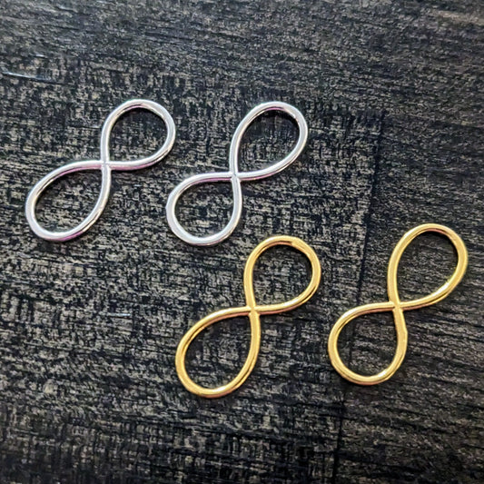 NEW! Bali Infinity Figure 8 Connector Links, 7.9mm x 19.5mm, Sterling or Gold Vermeil - sold by the pair