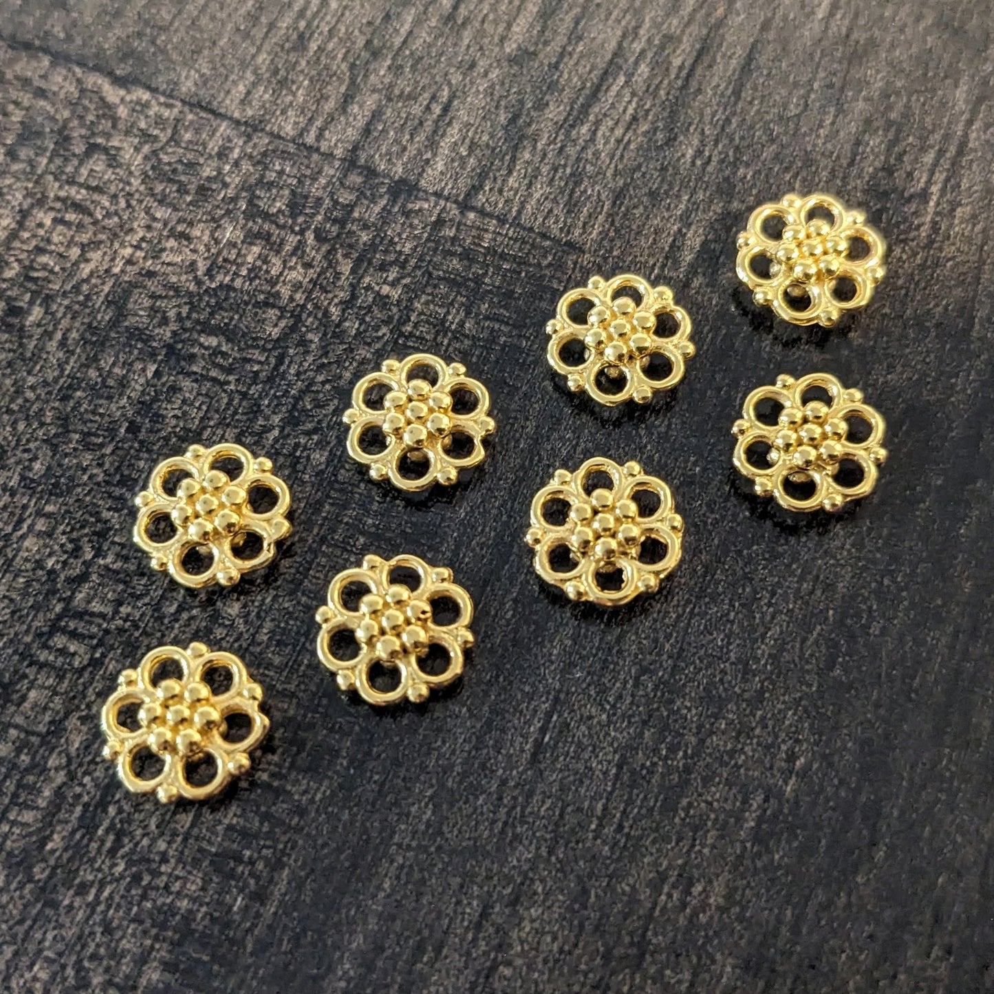 Bali Flower Links, 9mm wide, double-sided - sold by the pair