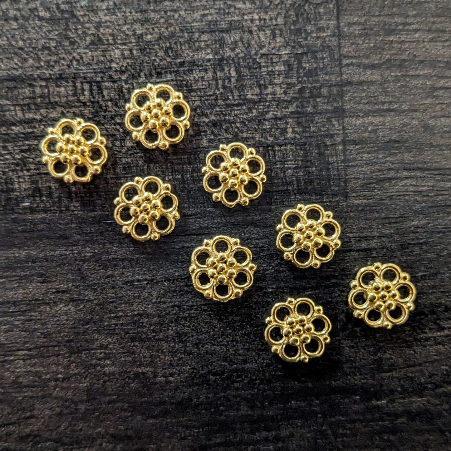 Bali Flower Links, 9mm wide, double-sided - sold by the pair