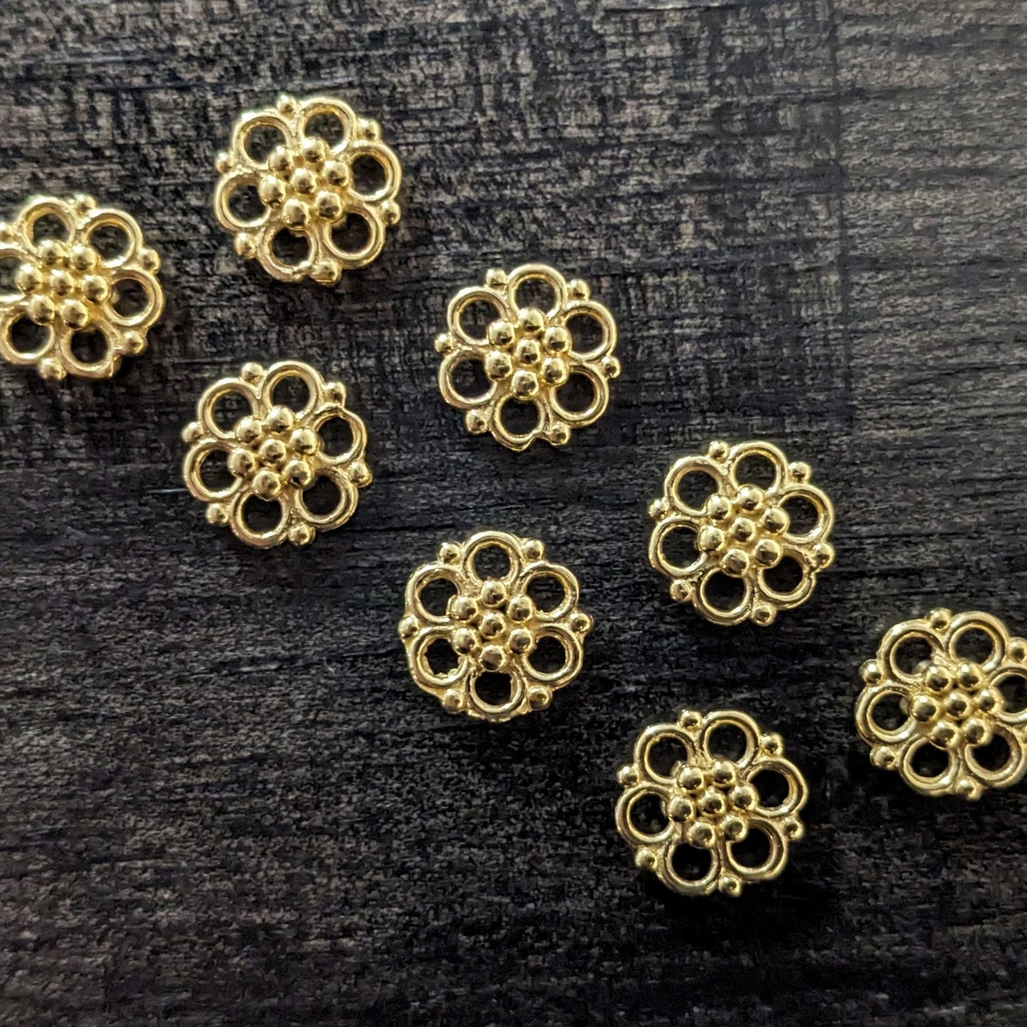 Bali Flower Links, 9mm wide, double-sided - sold by the pair