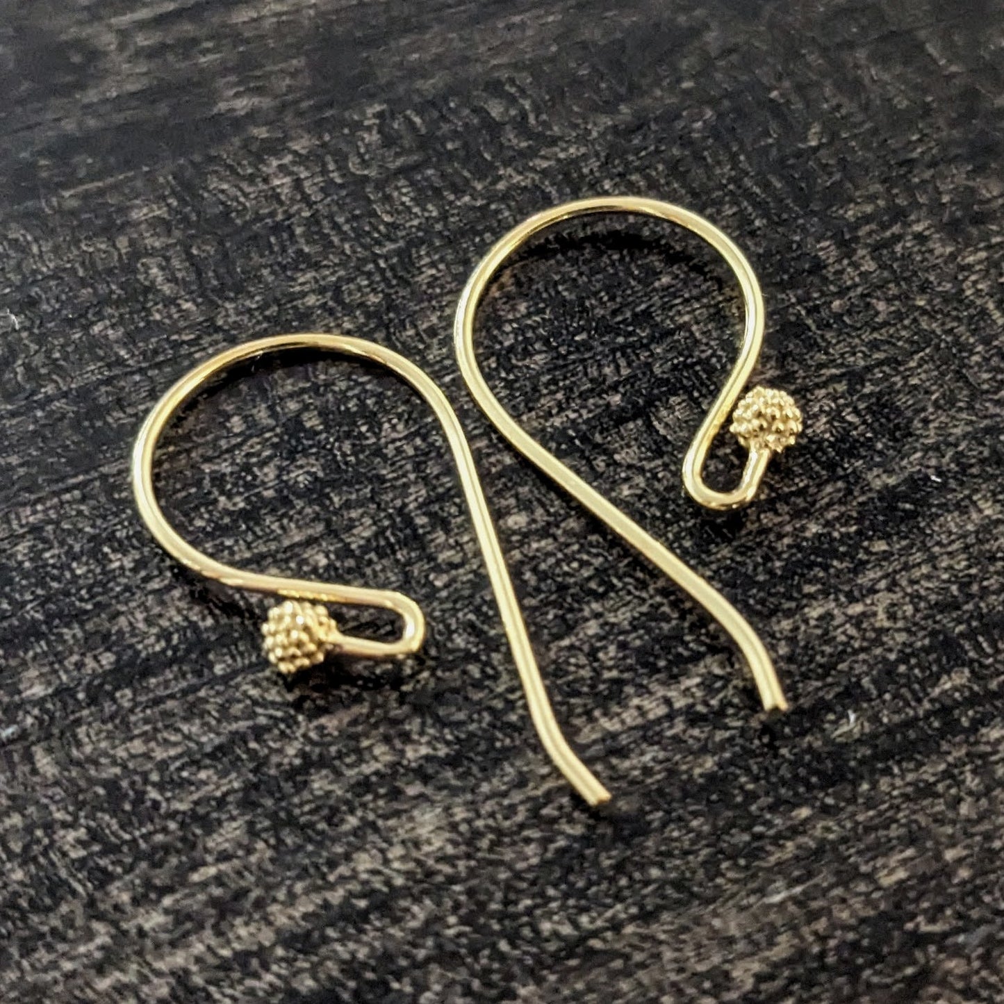 Bali Granulated Ball Ear Wires, 23mm x 12mm, 21 gauge - sold by the pair