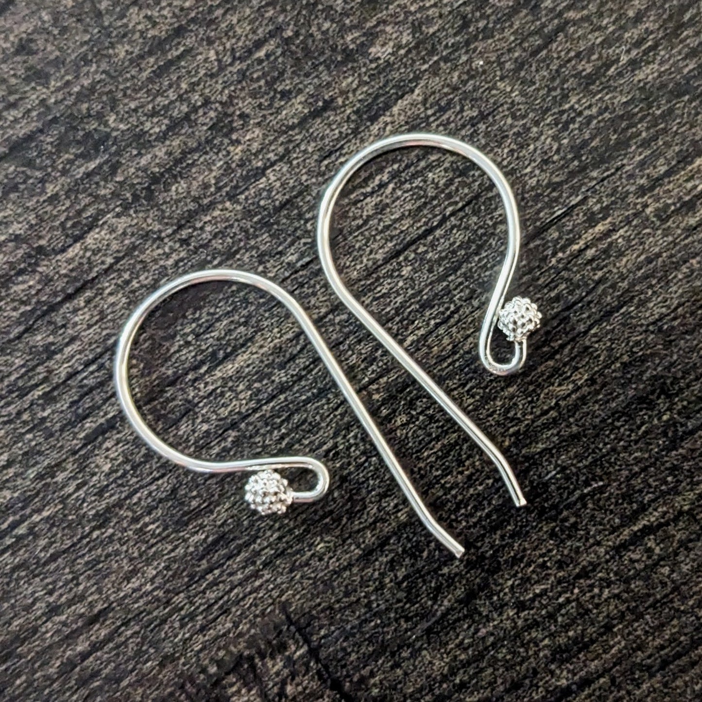 Bali Granulated Ball Ear Wires, 23mm x 12mm, 21 gauge - sold by the pair