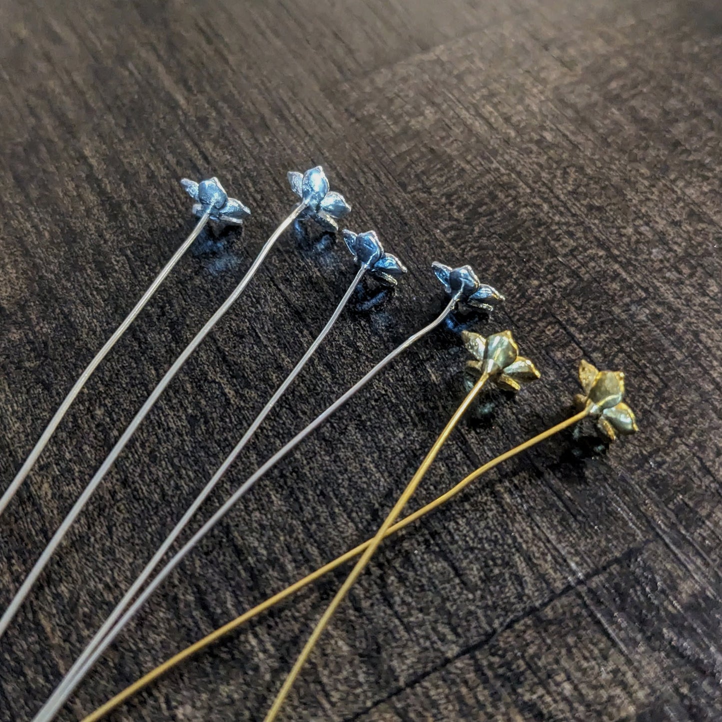 Bali Orchid Flower Headpins, 24 gauge, 50mm long, 7mm head - sold by the pair