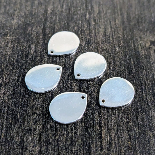 NEW! Bali Blank Rounded Teardrop Tag, Sterling Silver, 9.5mm x 12mm, 20 gauge thick (0.7 mm hole) - sold individually