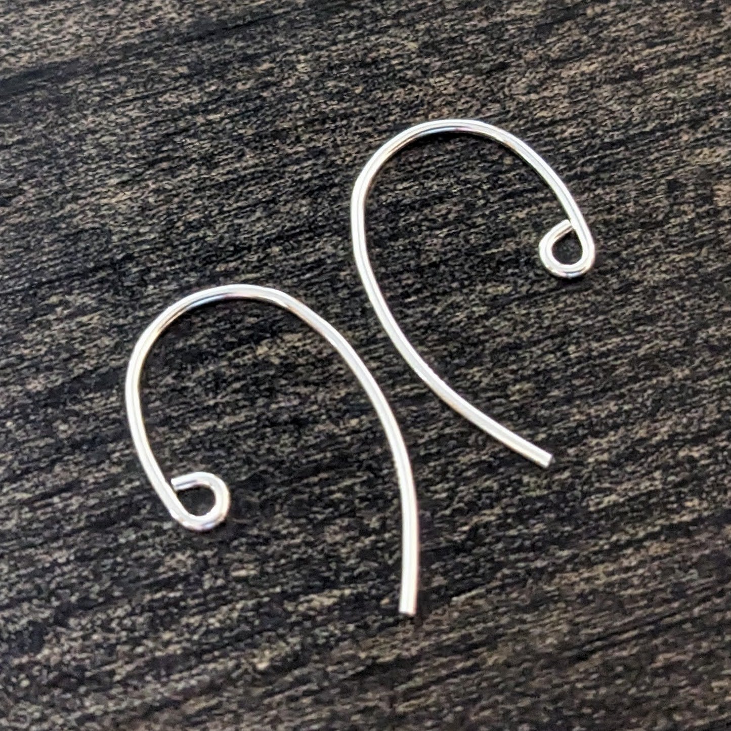 Bass Clef Ear Wires in Sterling Silver, 20mm long, 21 gauge - sold by the pair