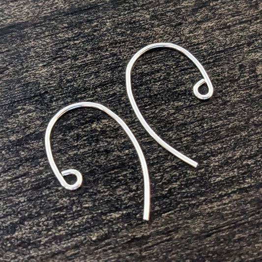 Bass Clef Ear Wires in Sterling Silver, 20mm long, 21 gauge - sold by the pair