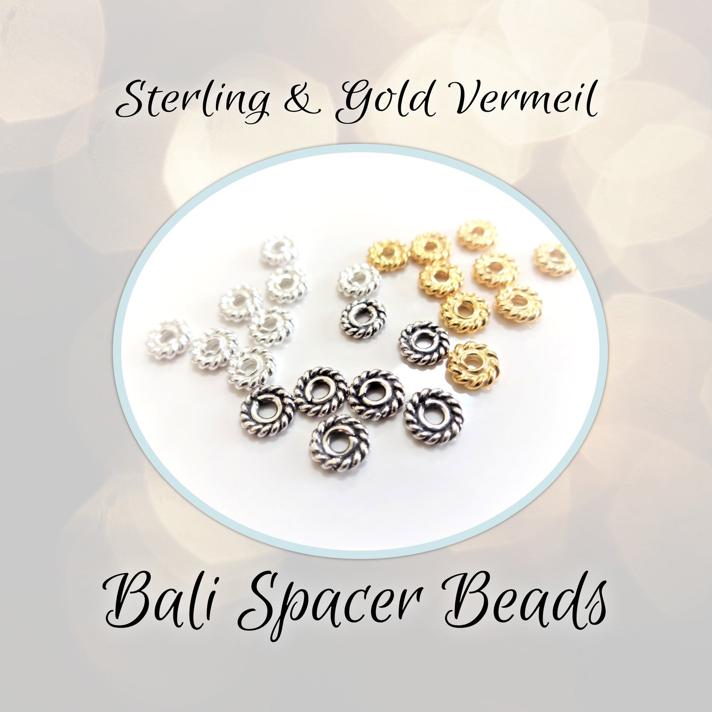 Bali Rope Twist Spacer Beads, 4.9mm x 1.2mm (1.5mm hole) - sold by the pair