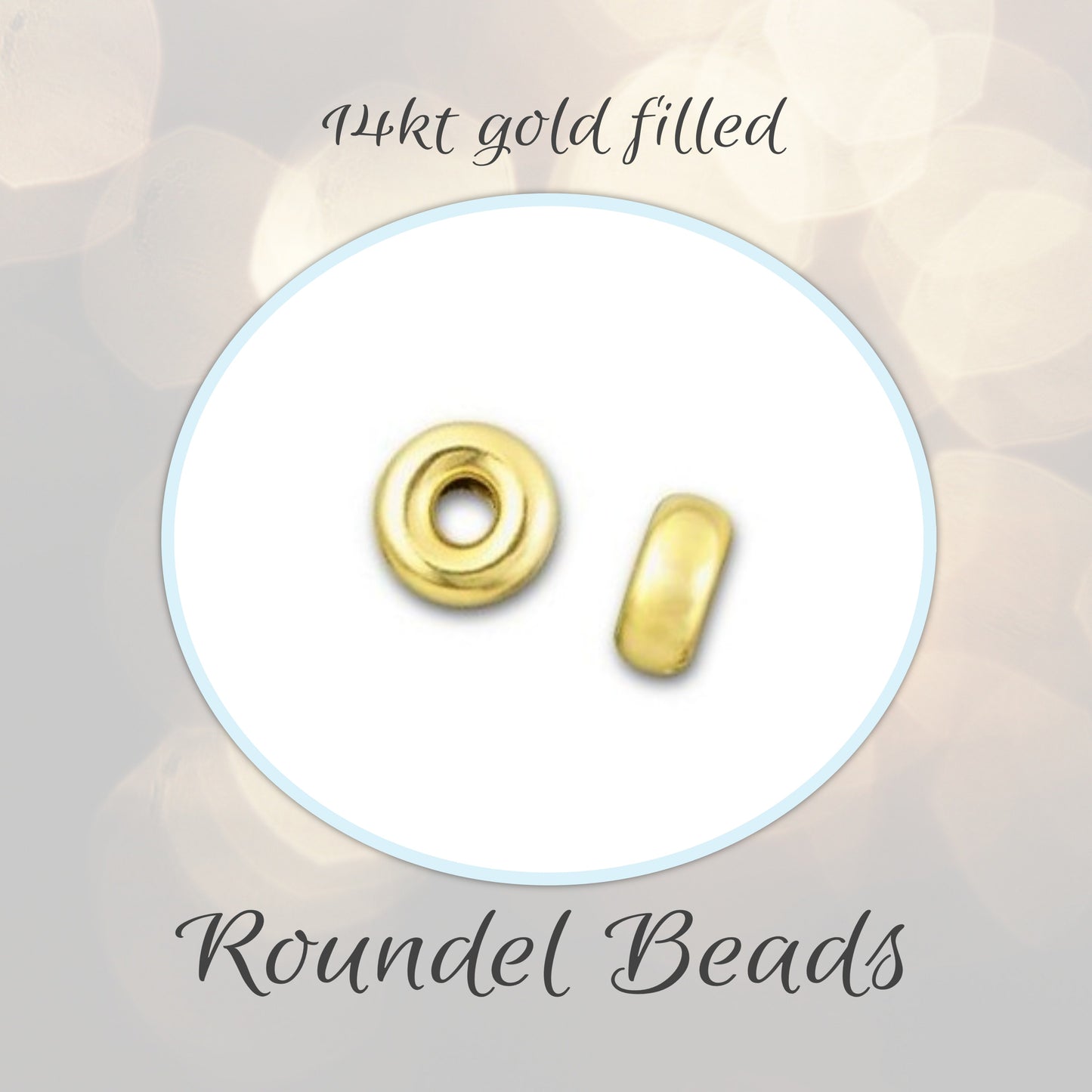 3mm Roundel Seamless Beads in 14kt gold filled, 0.9mm hole - sold in sets of 10