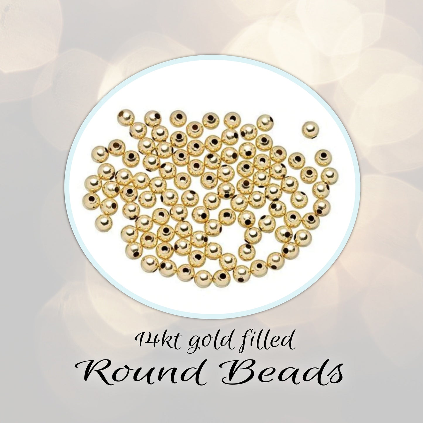 2mm or 3mm Round Seamless Beads in 14kt gold filled, 0.7-1mm hole - sold in sets of 10