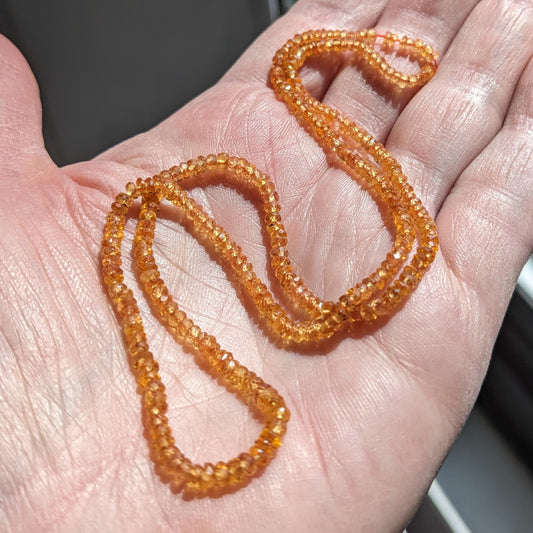 Juicy Orange Sapphire Faceted Rondelles, 2 inch strand