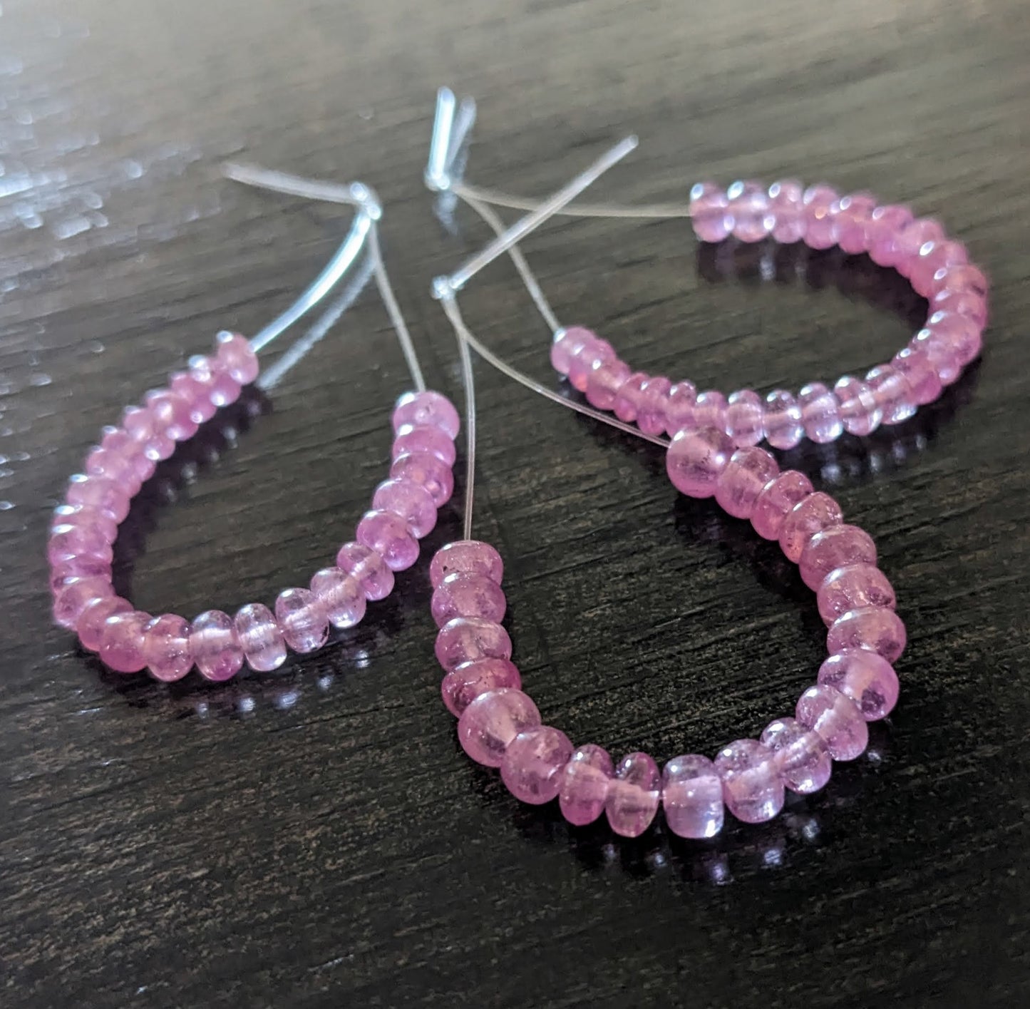 Pink Sapphire Smooth Rondelles, 2 inch strand