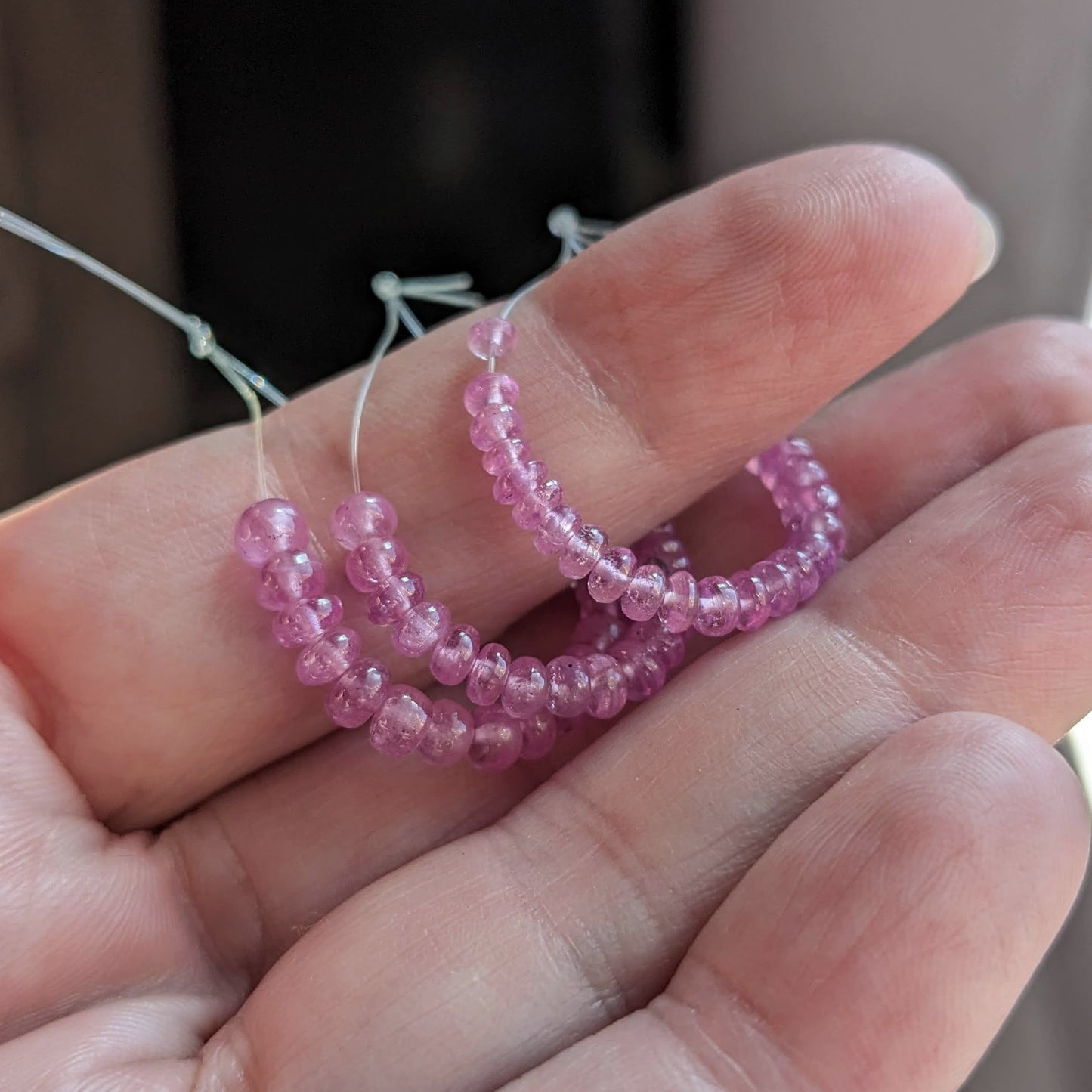 Pink Sapphire Smooth Rondelles, 2 inch strand