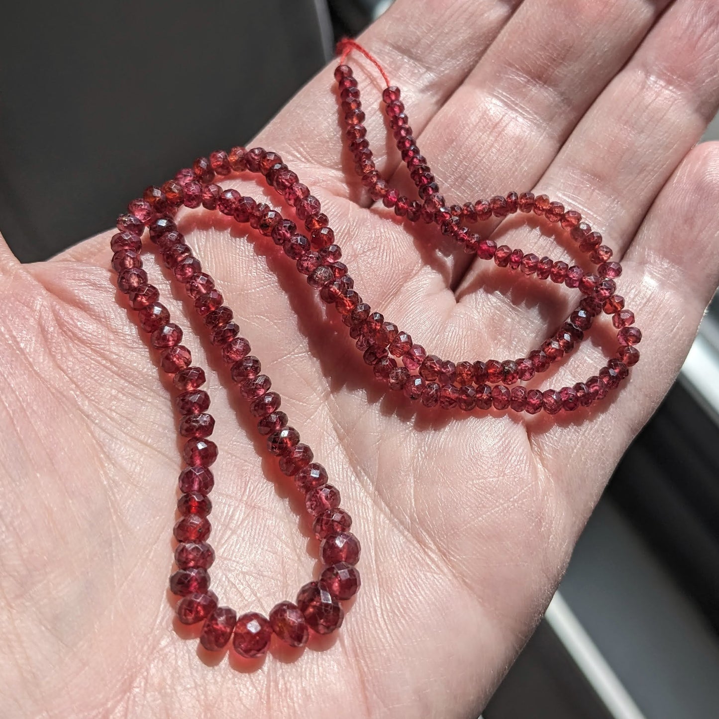 Crimson Red Spinel Faceted Rondelle Beads - 1/4 strand or 1/2 strand