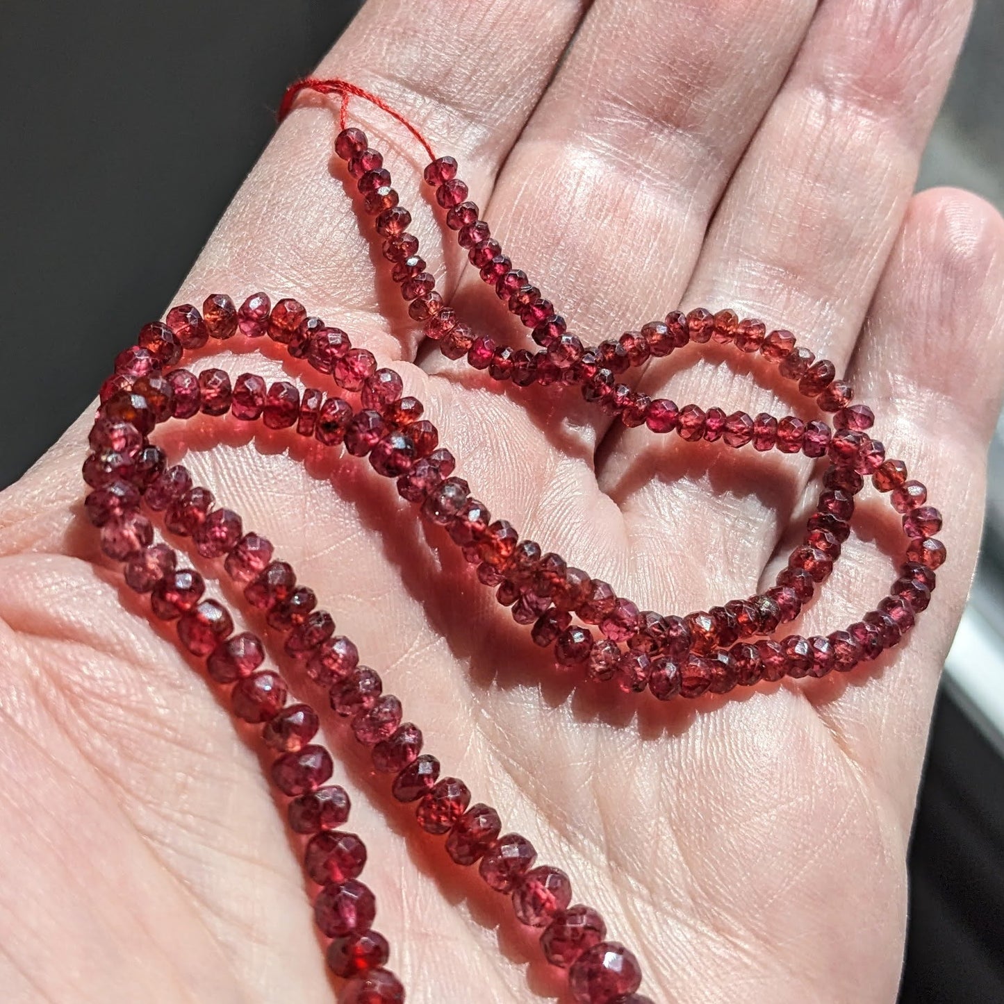 Crimson Red Spinel Faceted Rondelle Beads - 1/4 strand or 1/2 strand