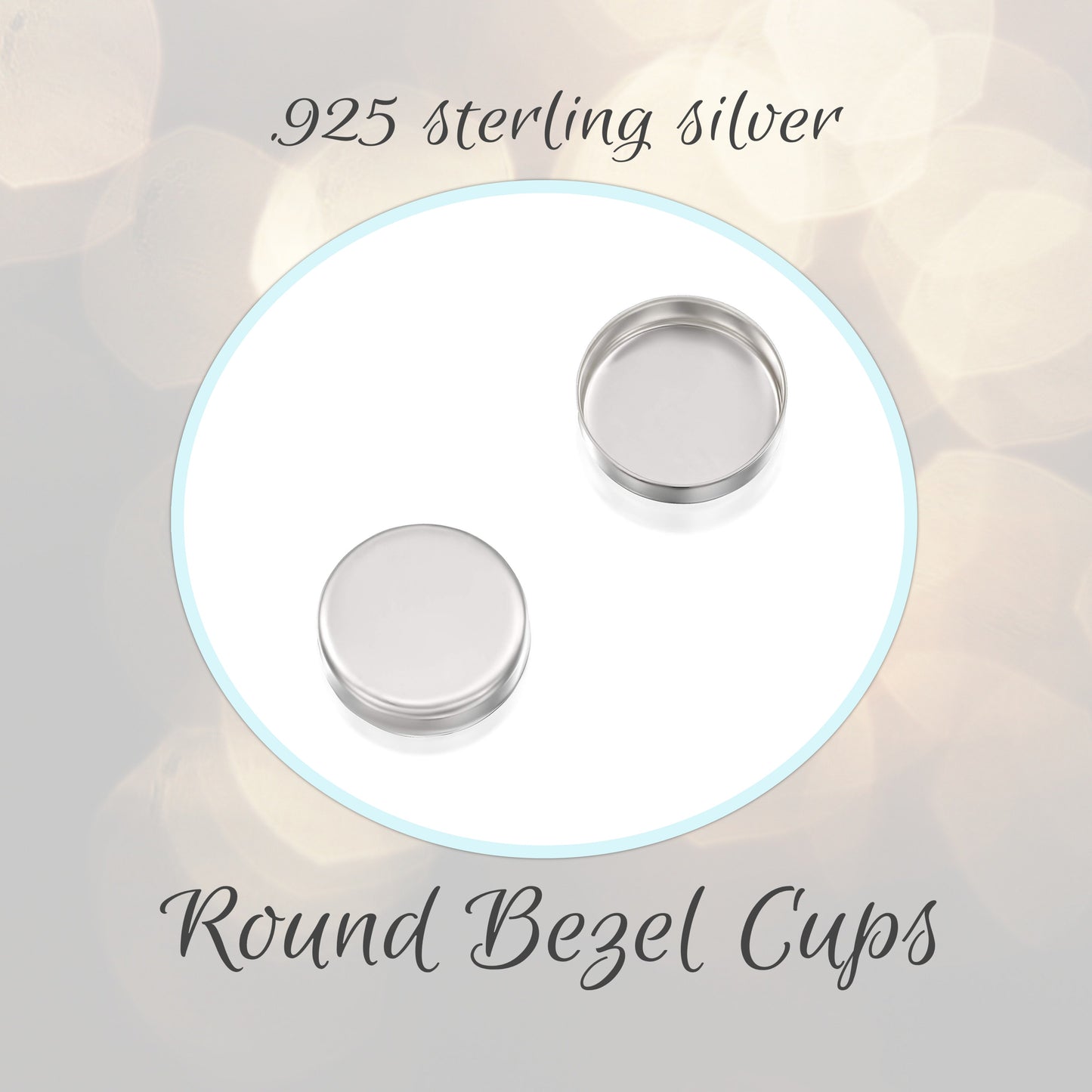 ROUND Bezel Cups in Sterling Silver, cabochon settings - sold individually