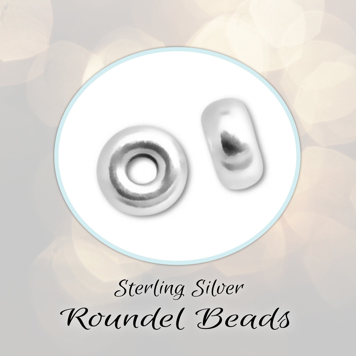 Roundel Donut Spacer Beads, 3mm or 4mm diameter - sold in sets of 10