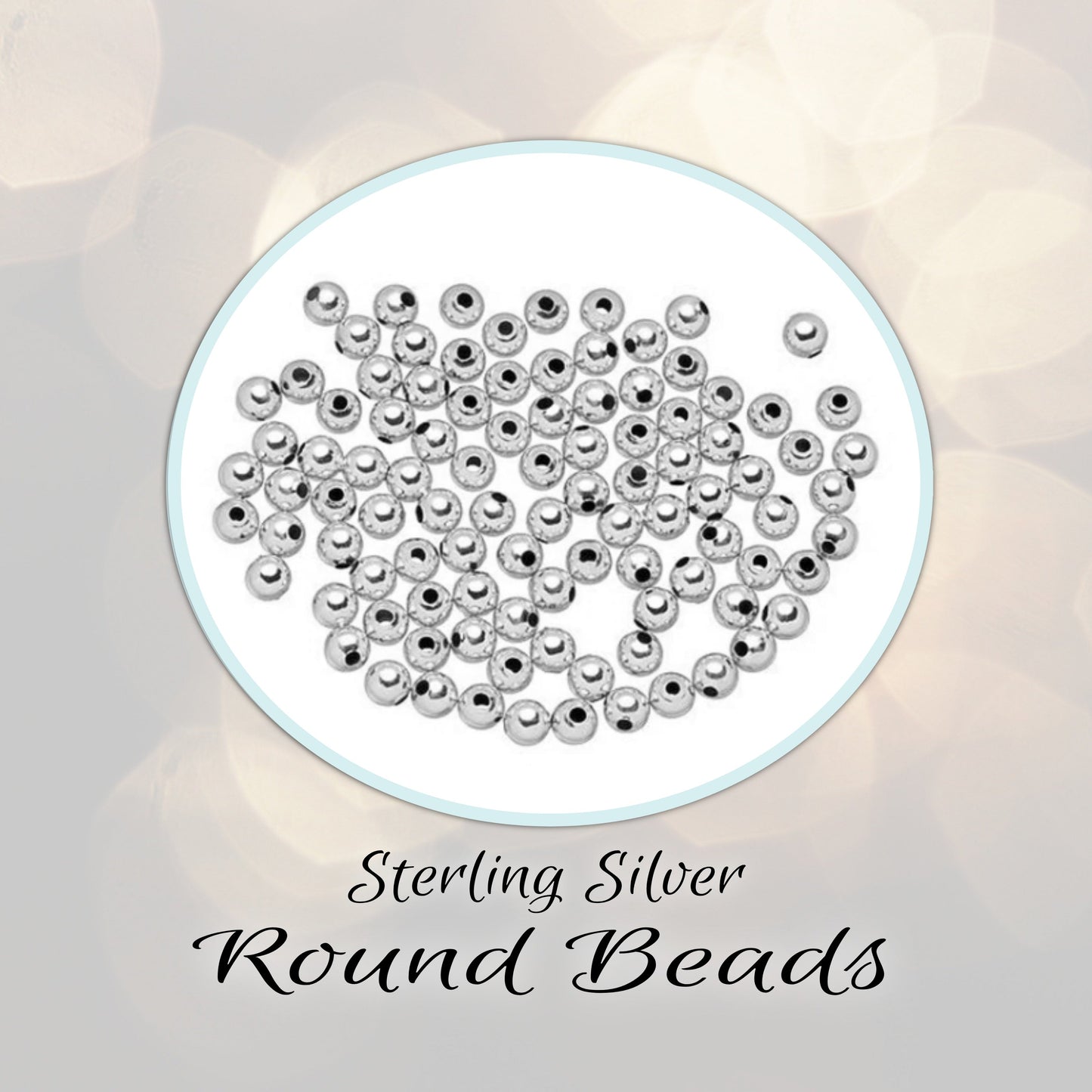 2.5mm or 3mm Round Seamless Beads in sterling silver (0.9mm hole) - sold in sets of 10