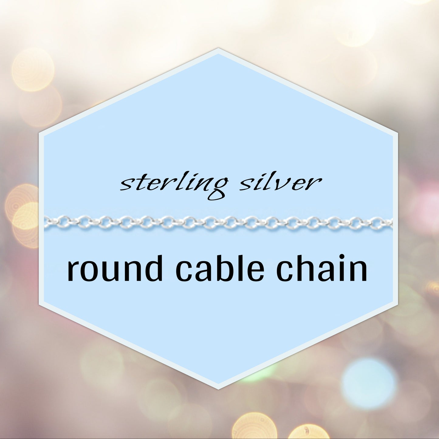 REDUCED/CLOSEOUT Sterling Silver Round Cable Chain (1.5mm links), 28 gauge - sold by the inch