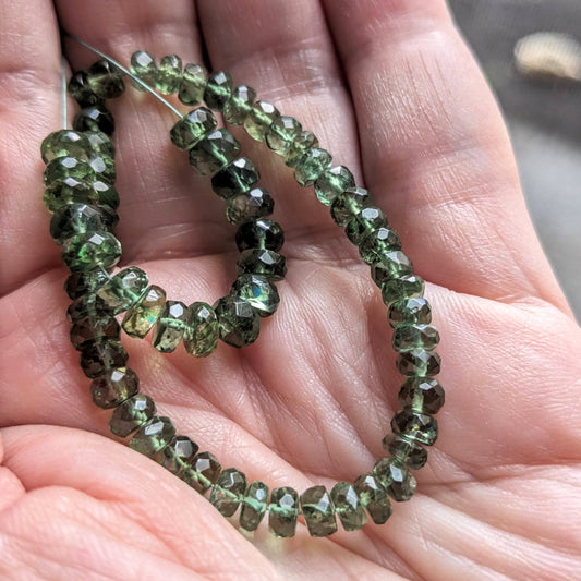 Avocado Green Apatite Faceted Rondelle Beads, 2 inch strand