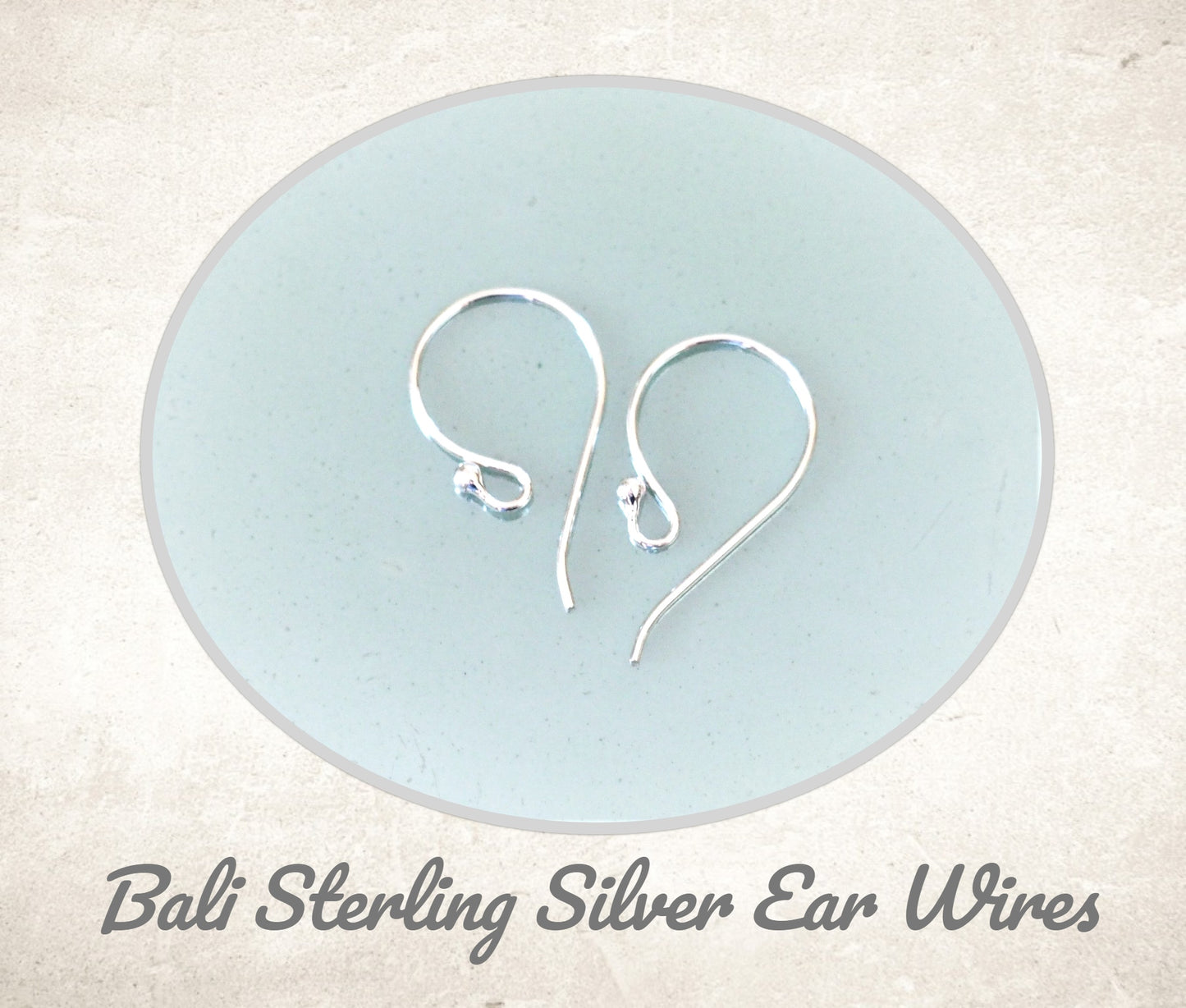 Bali Ball Ear Wires Sterling Silver or Gold Vermeil, 19.5mm x 11.5mm, 21 gauge - sold by the pair