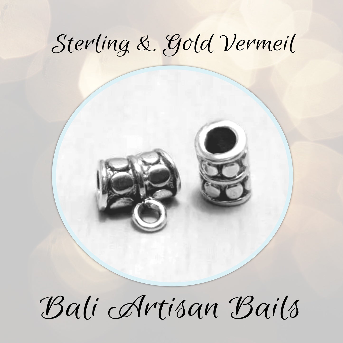 Bali Dotted SLIDER Bail with closed loop, 8mm x 5mm (2.5mm opening) - sold individually